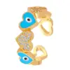 Wholesale Lady Fashion Shiny Devil's Eye Heart Shape Flower Copper Plating Inlay Artificial Rhinestones Artificial Pearls Zircon Open Ring Rings