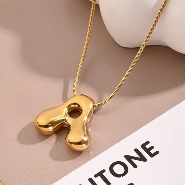 Wholesale Jewelry Casual Modern Style Simple Style Letter 304 Stainless Steel 18K Gold Plated Handmade Polishing Snake Chain Pendant Necklace