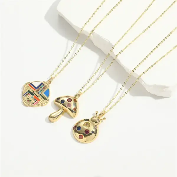 Wholesale Copper 14K Gold Plated Inlay Heart Shape Zircon Pendant Necklace