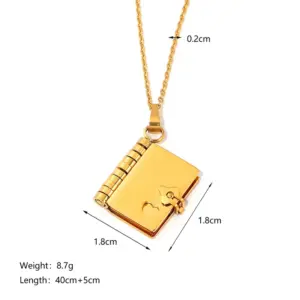 Gold Book Necklace