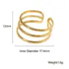 Wholesale PVD Coated Real Gold Plated Geometric Stainless Steel Simple Style Waterproof Non Tarnish Open Ring