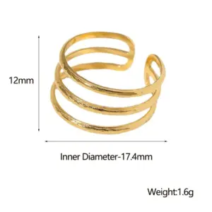 Wholesale PVD Coated Real Gold Plated Geometric Stainless Steel Simple Style Waterproof Non Tarnish Open Ring