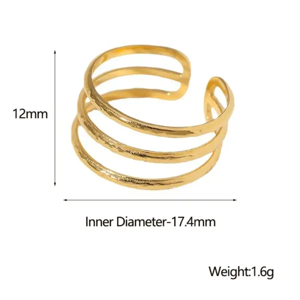Wholesale PVD Coated Real Gold Plated Geometric Stainless Steel Simple Style Waterproof Non Tarnish Open Ring