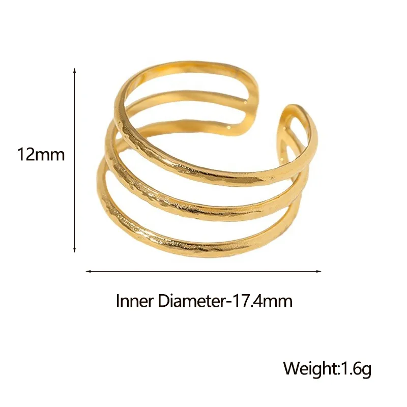 Wholesale PVD Coated Real Gold Plated Geometric Stainless Steel Simple Style Waterproof Non Tarnish Open Ring