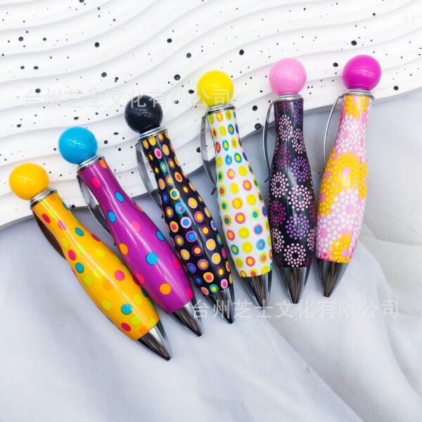 Wholesale Multicolor Bowling Ballpoint Pen Cute Spot Print Flower Film Chubby Pen