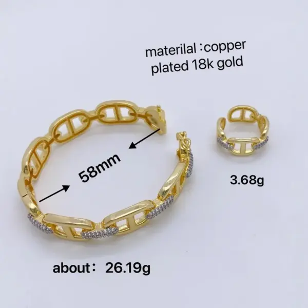 Wholesale Jewelry Vintage Style Classic Style Geometric Copper Zircon Mixed Metal Rings Bracelets