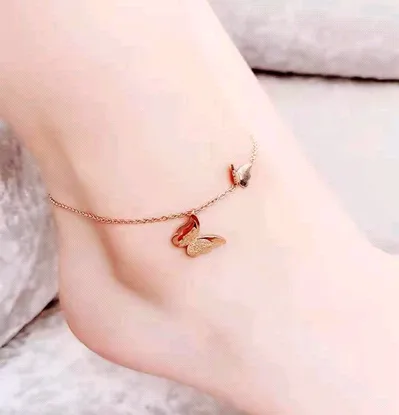 Wholesale Korean Butterfly Titanium Steel Anklet