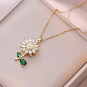 X3177 Rotating Sunflower Necklace