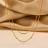 PVD Coated Real Gold Plated Solid Color 201 Stainless Steel IG Style Simple Style Waterproof Non Tarnish 201 Stainless Steel Double Layer Necklaces