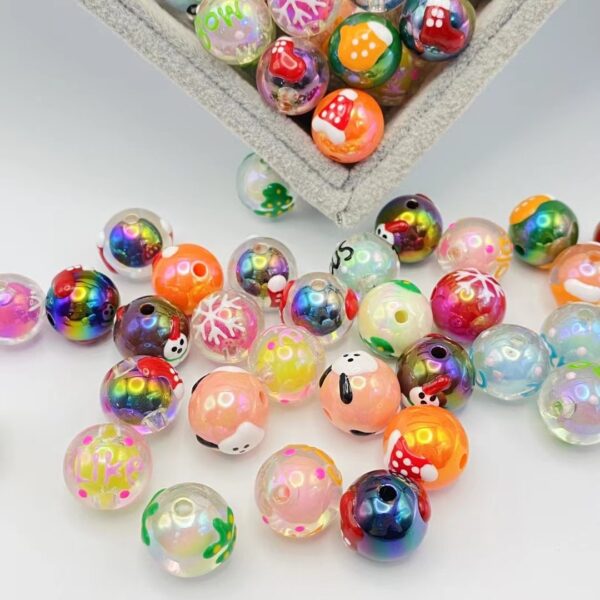 Wholesale 10pcs 16mm Acrylic Christmas Round Beads DIY Beaded