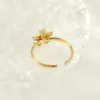Wholesale PVD Coated 18K Gold Plated Flower 304 Stainless Steel Elegant Waterproof Non Tarnish Open Rings