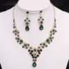 Wholesale Bridal Water Droplets Flower Alloy Inlay Rhinestones Earrings Necklace