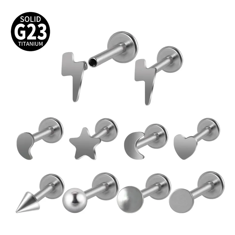 Wholesale Novelty Heart Shape Pure Titanium Plating Lip Stud Ear Studs