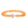 Wholesale Retro Cross Round Beaded Natural Stone Bracelets