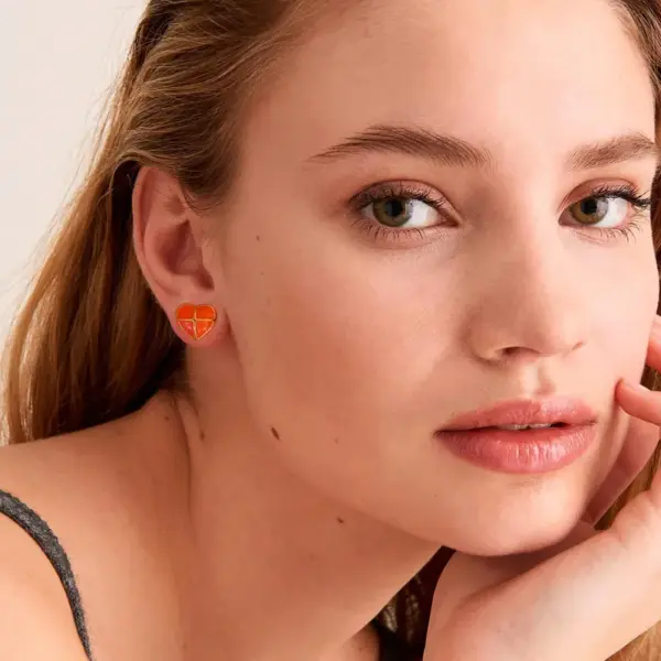 Wholesale 1 Pair Retro Sweet Triangle Devil's Eye Heart Shape Enamel Plating Inlay Copper Zircon 18k Gold Plated Ear Studs