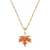 Wholesale Vintage Style Maple Leaf Heart Shape Butterfly Titanium Steel Plating Inlay Zircon Pendant Necklace