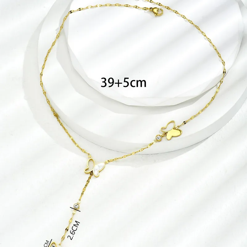 Wholesale PVD Coated Real Gold Plated 14K Gold Butterfly 304 Stainless Steel Fashion Waterproof Non Tarnish 304 Stainless Steel