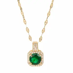 Gold Lip Chain / Green