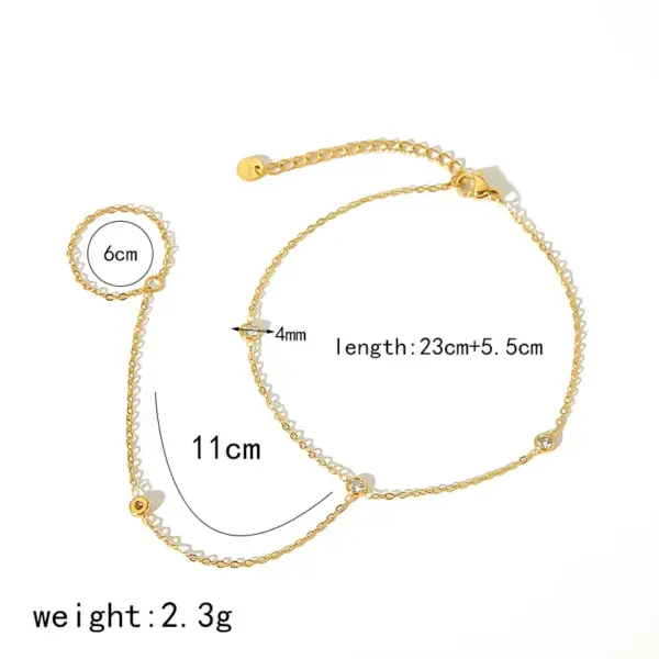 Wholesale 1 Piece IG Style Simple Style Classic Style Geometric Star 304 Stainless Steel Waterproof Non Tarnish Zircon PVD Coated Real Gold Plated 18K Gold Women's Anklet