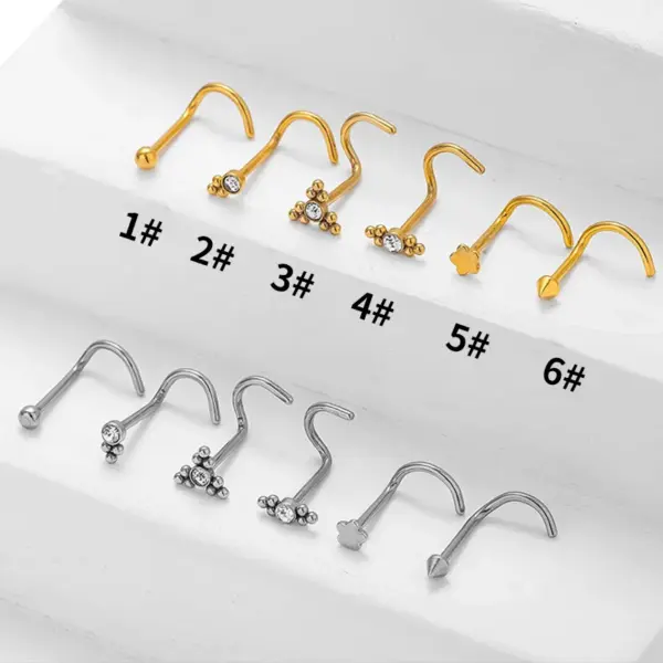 Wholesale 1 Piece Nose Rings & Studs Gothic Simple Style Flower 316L Stainless Steel Waterproof Non Tarnish Surgical Steel Zircon Ion Plating (IP) 14K Gold Plated Ear Cartilage Rings & Studs Nose Rings & Studs