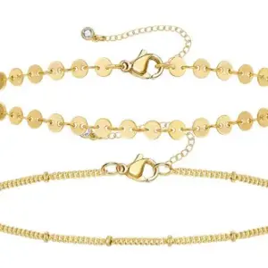 Gold Small round Slice Chain Xiaomi Bead Necklace Anklet Two-Piece Set