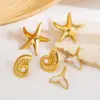 Wholesale 1 Pair Basic Tropical Simple Style Starfish Conch Mermaid Plating 304 Stainless Steel Ear Studs