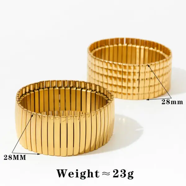 Wholesale PVD Coated Real Gold Plated 16K White Plating Stripe 304 Stainless Steel Modern Style Waterproof Non Tarnish Bangle