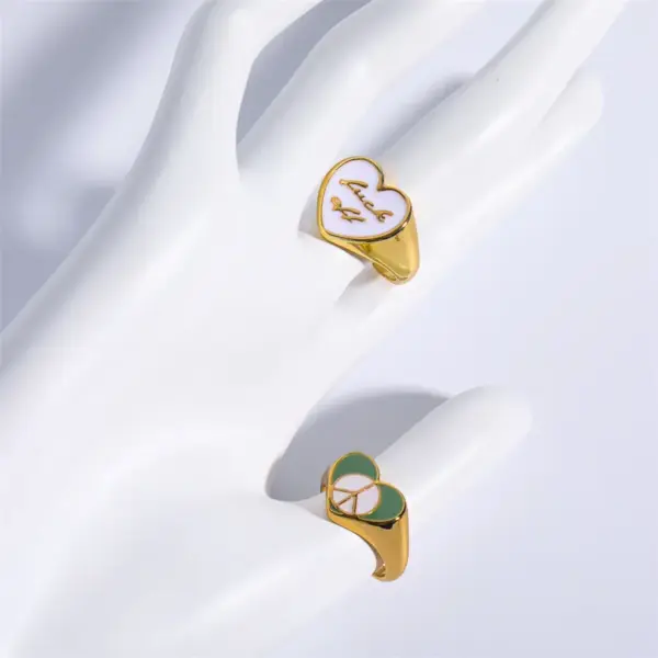 Wholesale Retro Letter Brass Enamel Rings