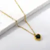 Wholesale Sweet Heart Shape Stainless Steel Plating Inlay Zircon Gold Plated Pendant Necklace