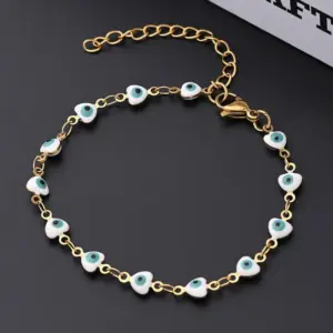 White Eye Bracelet (Gold) / 10X5mm (Length: 160+50mm) / 1 Strand/Package