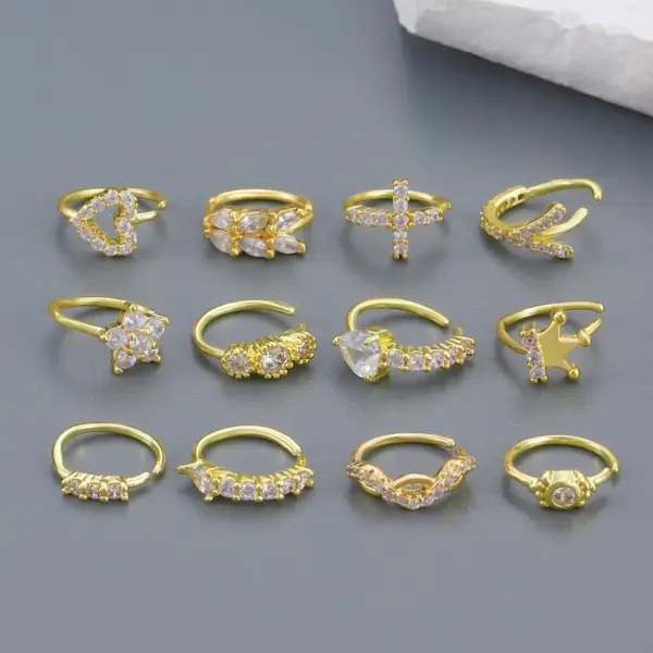Wholesale 1 Piece Nose Rings & Studs Simple Style Classic Style Solid Color Copper Inlay Zircon Nose Rings & Studs Nose Pin