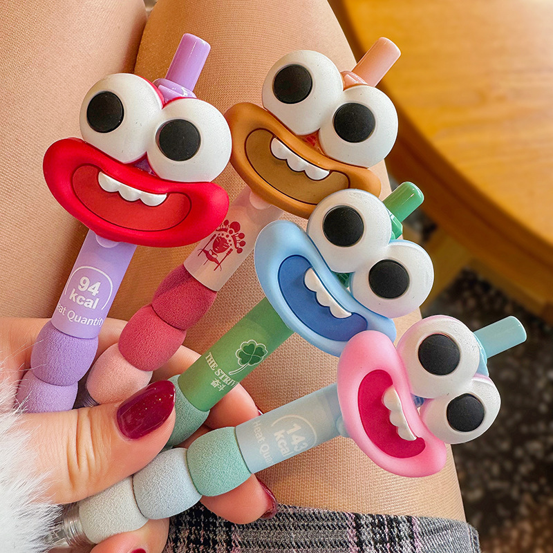 Wholesale Cute big-mouthed, big-eyed funny doll black click gel pen