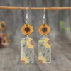 Wholesale Vintage style wooden sunflower acrylic earrings