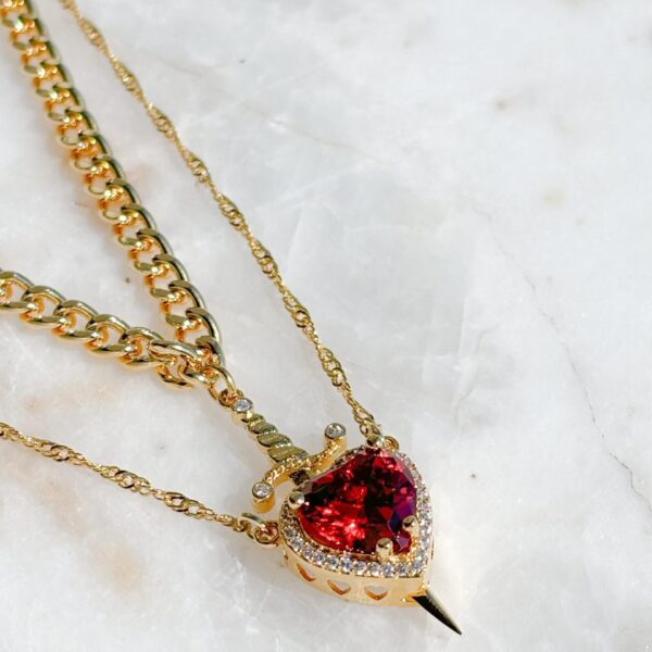 Wholesale New Creative One Arrow Through Heart Couple Pendant suit Love Dagger Diamond Clavicle Chain Valentine's Day Gift Necklace