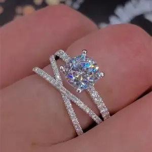 Wholesale New Eight Hearts And Eight Arrows Zircon Diamond Ring Double Winding Copper Ring