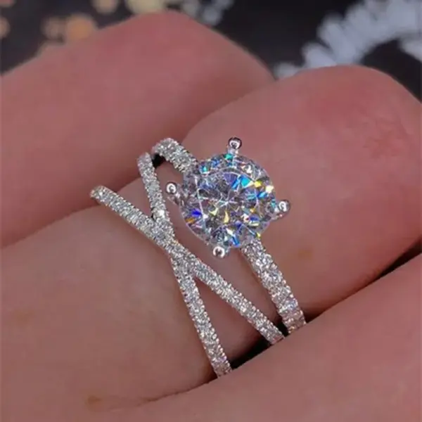 Wholesale New Eight Hearts And Eight Arrows Zircon Diamond Ring Double Winding Copper Ring