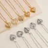 Wholesale Jewelry IG Style Heart Shape Copper Zircon Plating Inlay Pendant Necklace Cable Chain