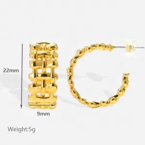 Wholesale PVD Coated Real Gold Plated Geometric 304 Stainless Steel Vintage Style Simple Style Waterproof Non Tarnish Earrings