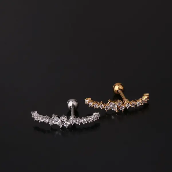 316L Stainless Steel Copper Zircon Ear Cartilage Rings & Studs Flower Waterproof Non Tarnish Surgical Steel Women'S