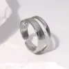 Wholesale PVD Coated Real Gold Plated Geometric Stainless Steel Simple Style Waterproof Non Tarnish Open Ring