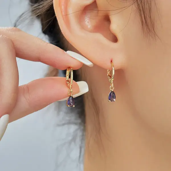 Wholesale 1 Pair Casual Vintage Style Simple Style Water Droplets Plating Inlay 304 Stainless Steel Copper Zircon Gold Plated Drop Earrings