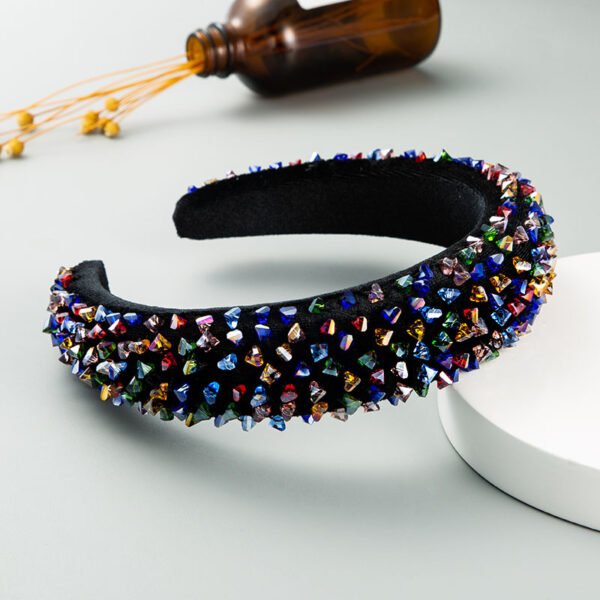 Wholesale Baroque Special-Shaped Colorful Crystal Headband for Women Hand-Sewn Thin Snge Headband Hair Aessories Niche Design