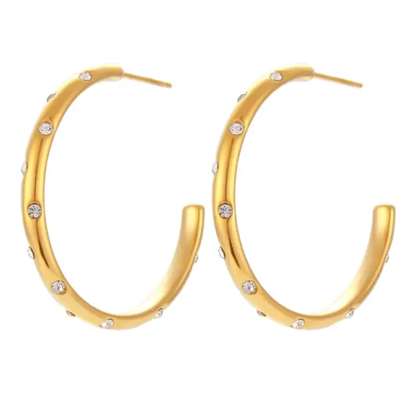 PVD Coated Real Gold Plated 18K Gold Geometric 304 Stainless Steel Fashion Waterproof Non Tarnish Earrings