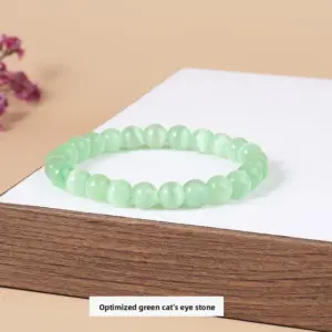 Optimized Green Cat's Eye Stone Bracelet / Diameter 6.1-6.8mm (about 30-32 Pieces)