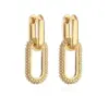 1 Pair Simple Style Commute Oval Plating Inlay Copper Zircon 18k Gold Plated Drop Earrings