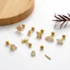 1 Piece Copper Zircon Ear Cartilage Rings & Studs Sector Snowflake Waterproof Non Tarnish Surgical Steel
