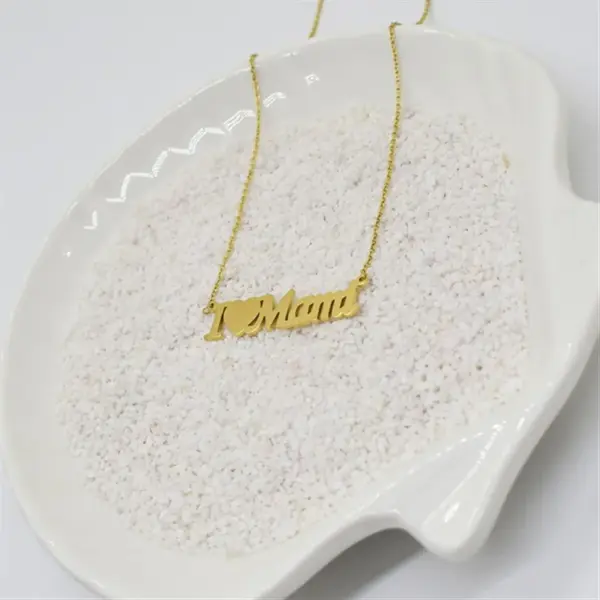Wholesale 1 Piece Mama Letter Heart Shape Titanium Steel Plating Necklace