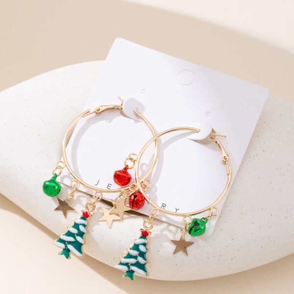 Wholesale Large hoop star bell earrings, small hoop multi-element combination Christmas earrings