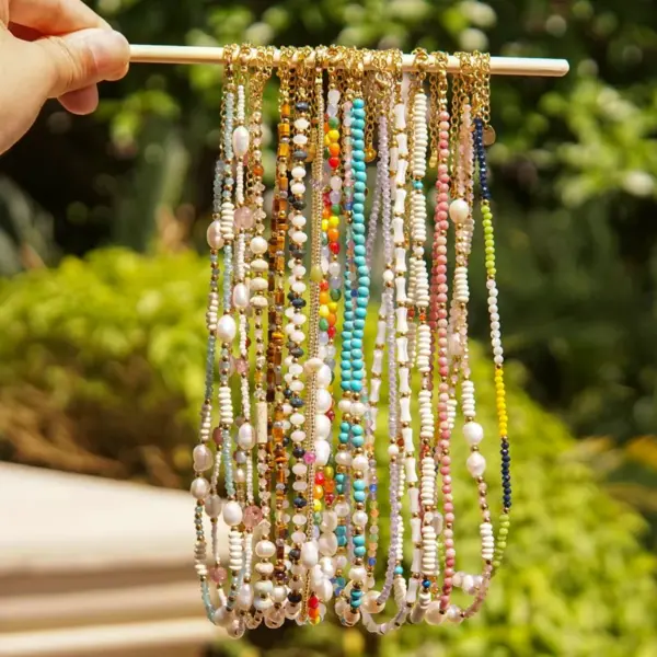 Casual Simple Style Multicolor Natural Stone Freshwater Pearl Shell Beaded Handmade Plating Necklace