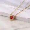 Wholesale Fashion Heart Shape Wine Glass Copper Enamel Plating Inlay Zircon Pendant Necklace 1 Piece